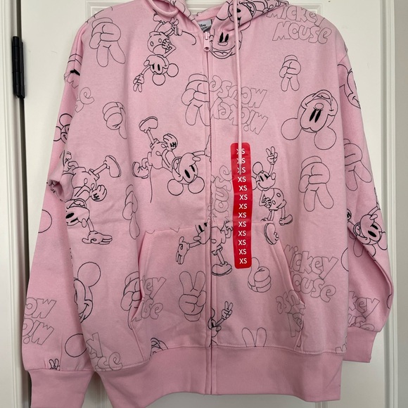 Disney Sweaters - NWT Disney Women’s Mickey Mouse Pink Zip Up Hoodie XS